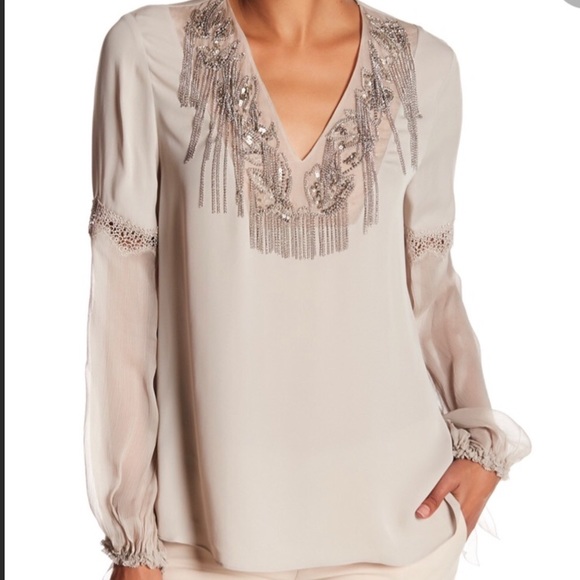 Elie Tahari Tops - Elie Tahari Clementine Beige Silk Blouse S